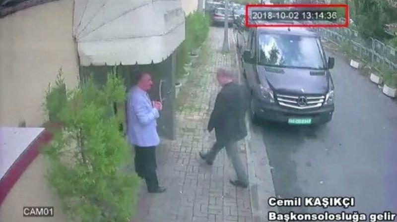 A still image taken from CCTV video and obtained by TRT World claims to show Saudi journalist Jamal Khashoggi as he arrives at Saudi Arabia`s consulate in Istanbul, Turkey Oct. 2, 2018. REUTERS
