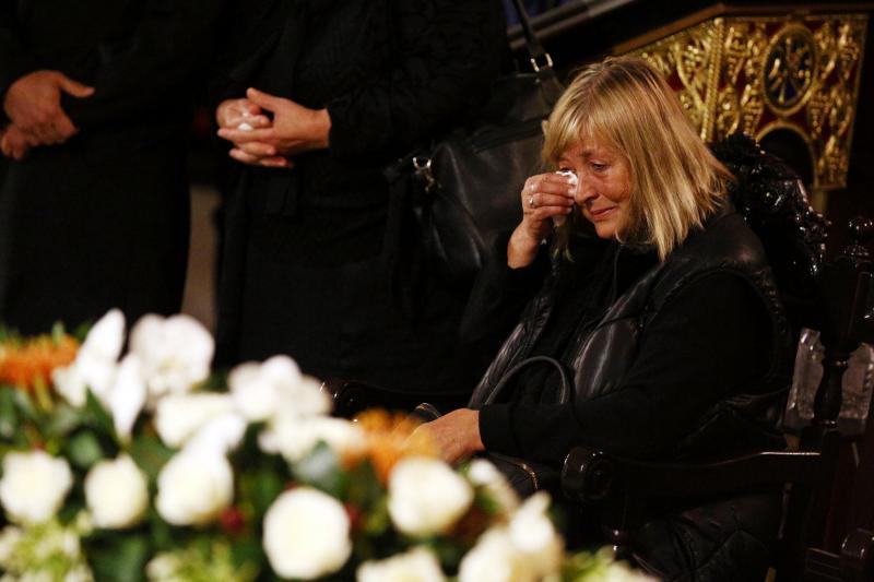 Mother of killed Bulgarian journalist Viktoria Marinova attends the her funeral service in Holy Trinity Cathedral in Ruse, Bulgaria, Oct 12, 2018. REUTERS