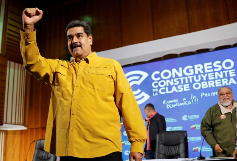 Venezuela`s President Nicolas Maduro attends an event with workers in Caracas, Venezuela October 11, 2018. Miraflores Palace/Handout via REUTERS