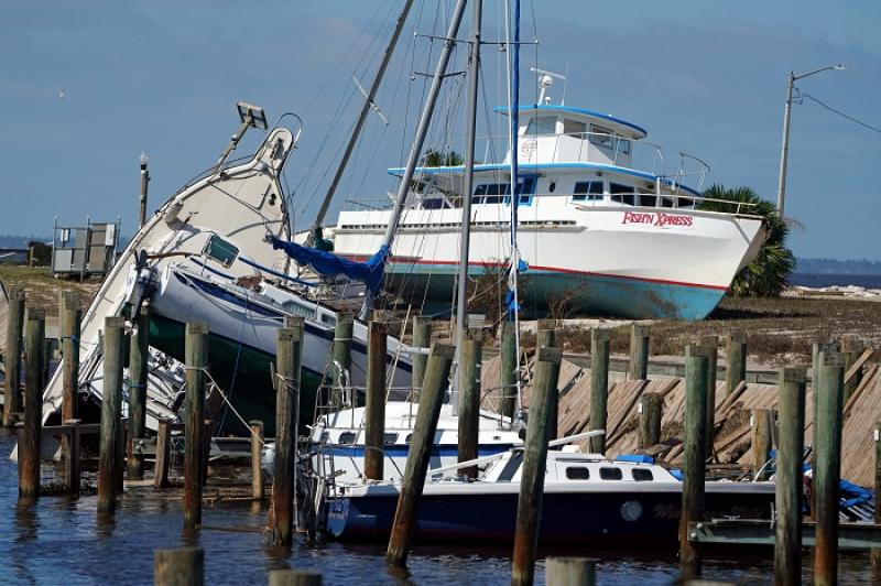 Boats are pictured ashore following Hurricane Michael in Port St. Joe, Florida, U.S., October 11, 2018. REUTERS