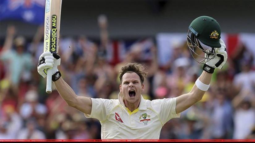 Steve Smith celebrates his double century in the 3rd Ashes Test