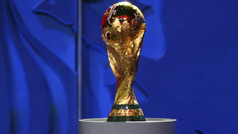 The World Cup trophy is seen during the preliminary draw for the 2018 FIFA World Cup at Konstantin Palace in St. Petersburg, Russia, in this file picture taken July 25, 2015. REUTERS