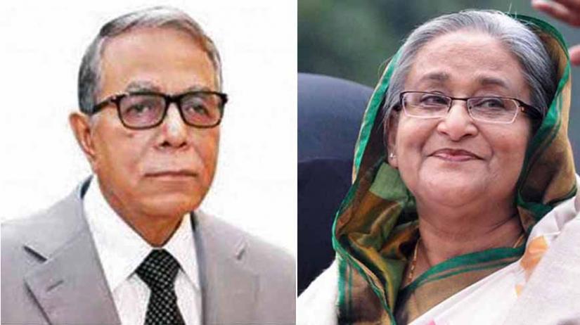 President M Abdul Hamid (L) and Prime Minister Sheikh Hasina