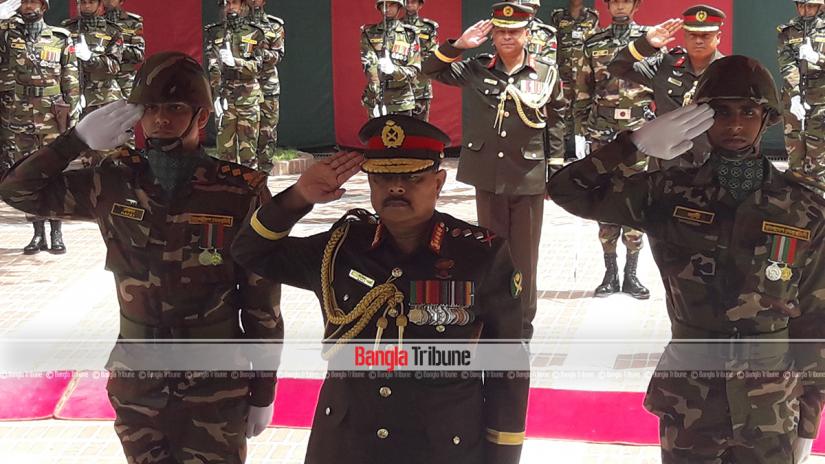 Newly appointed Army Chief Aziz Ahmed pays tributes to Father of the Nation Bangabandhu Sheikh Mujibur Rahman.