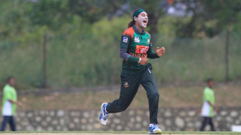 Jahanara Alam is overjoyed after taking a wicket. PHOTO: ACC