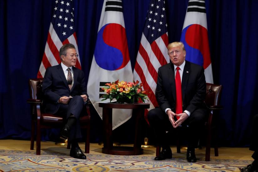 U.S. President Donald Trump holds a bilateral meeting with South Korean President Moon Jae-in on the sidelines of the 73rd United Nations General Assembly in New York, U.S., September 24, 2018. REUTERS