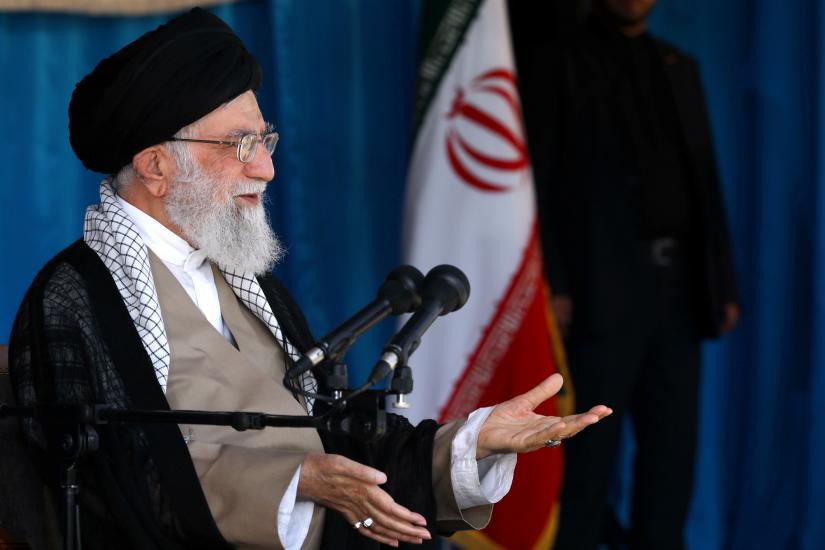 Iranian Supreme Leader Ayatollah Ali Khamenei delivers a speech to thousands of Basij members at Azadi stadium in Tehran, Oct 4. REUTERS