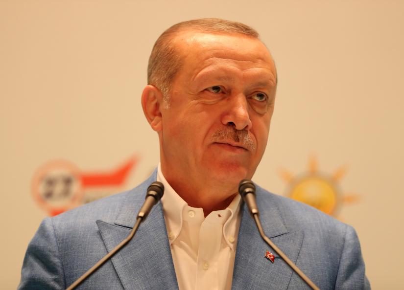 Turkish President Tayyip Erdogan speaks during a party congress in Ankara, Turkey, October 7, 2018. Cem Oksuz/Presidential Palace/Handout via REUTERS