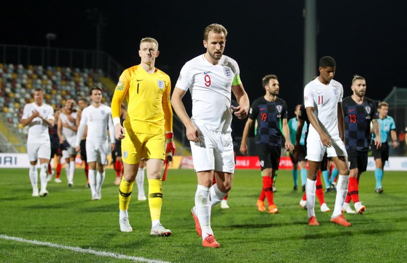 England`s Harry Kane and Jordan Pickford after the UEFA Nations League match against Croatia in Stadion HNK Rijeka, Rijeka, Croatia, Oct 12 . Action Images via REUTERS