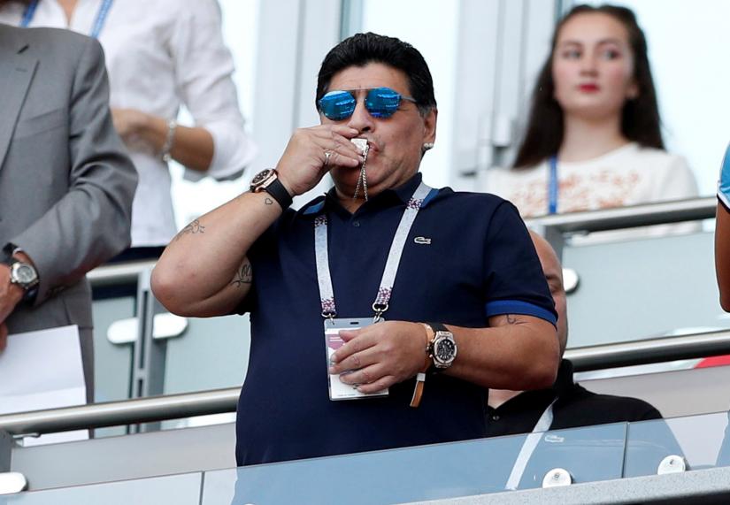 World Cup - Round of 16 - France vs Argentina - Kazan Arena, Kazan, Russia - June 30, 2018  Diego Maradona in the stands before the match  REUTERS FILE PHOTO