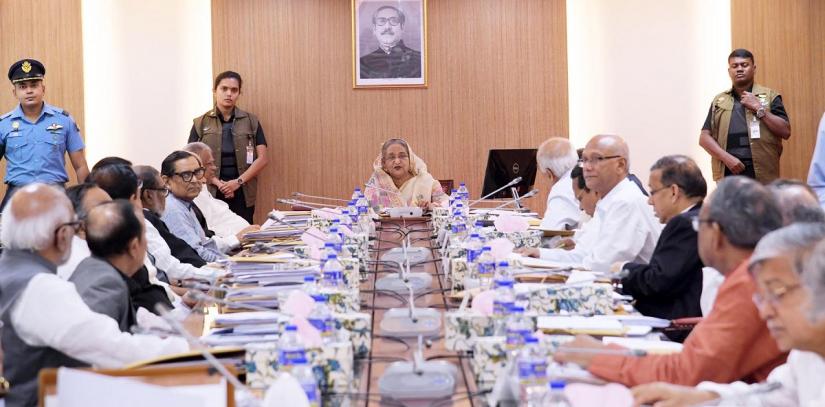 Prime Minister Sheikh Hasina presides over the cabinet meeting at the Secretariat on Monday (Oct 15). PID