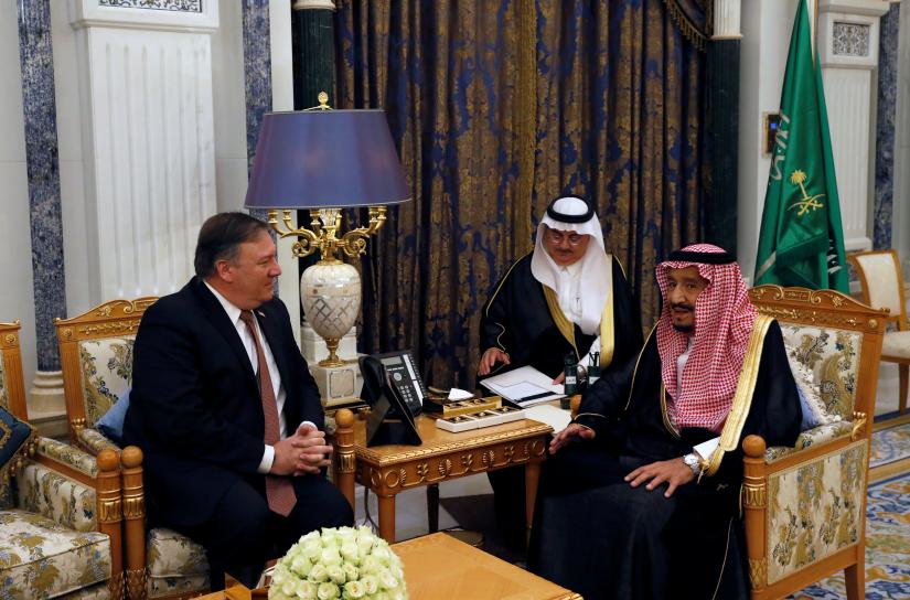 Saudi Arabia`s King Salman bin Abdulaziz Al Saud meets with U.S. Secretary of State Mike Pompeo in Riyadh, Saudi Arabia, October 16, 2018. REUTERS