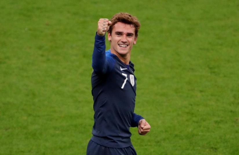 France`s Antoine Griezmann celebrates scoring their first goal against Germany in the UEFA Nations League. REUTERS