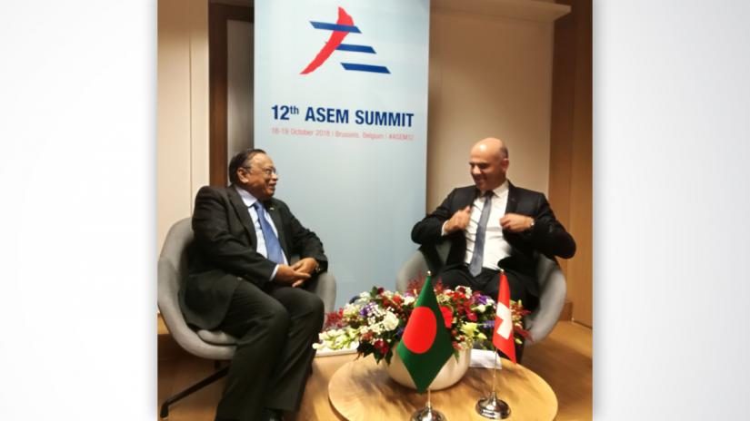 Bangladesh Foreign Minister Abul Hassan Mahmood Ali had a meeting President of the Swiss Confederation Alain Berset in Brussels on the sidelines of 12th ASEM Summit Thursday.