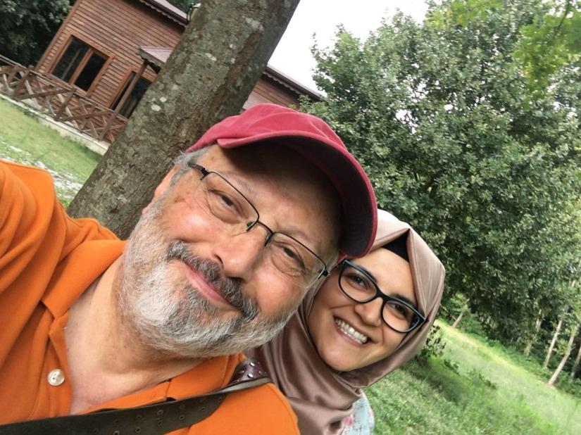 Jamal Khashoggi with his fiancee, Hatice Cengiz. (Courtesy of Hatice Cengiz)