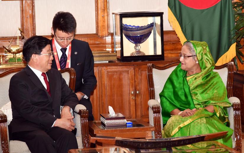 Chinese State Councilor and Minister of Public Security Zhao Kezhi calls on Prime Minister Sheikh Hasina at Ganbahaban in Dhaka on Thursday (Oct 25).