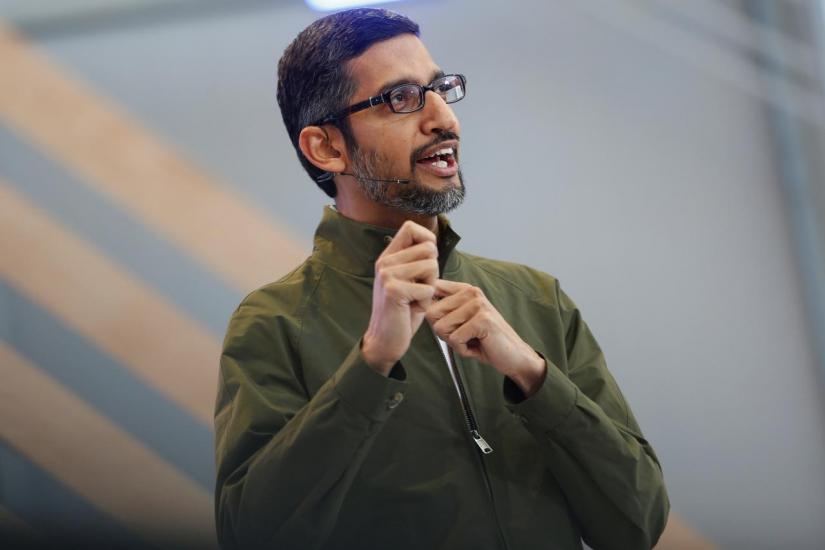 Google CEO Sundar Pichai speaks on stage during the annual Google IO developers conference in Mountain View, California, May 8, 2018. REUTERS