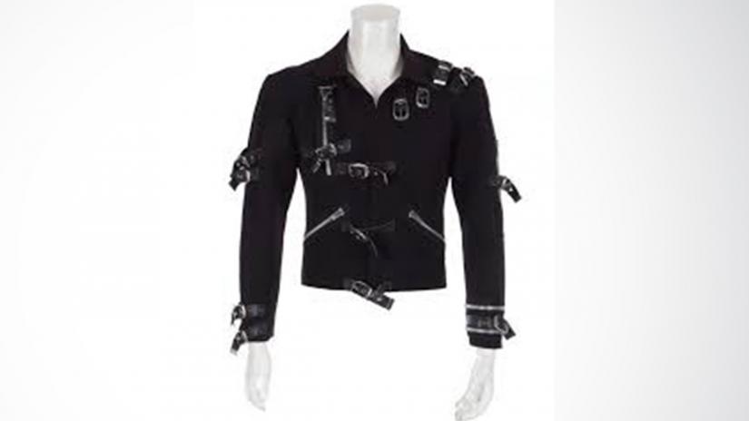 A black synthetic-blend jacket Michael Jackson wore on his 1989 Bad World Tour is pictured in this photo provided by Julien`s Auctions, October 25, 2018. Julien`s Auctions/Handout via REUTERS