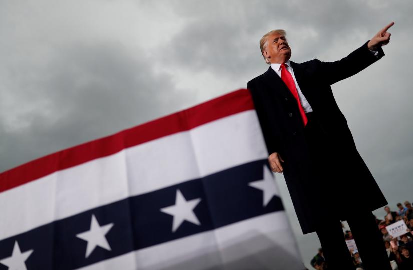 U.S. President Donald Trump arrives for a campaign rally at Huntington Tri-State Airport in Huntington, West Virginia, U.S., November 2, 2018. REUTERS