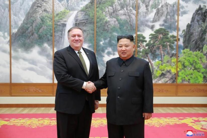 North Korean leader Kim Jong Un meets with U.S. Secretary of State Mike Pompeo in Pyongyang in this photo released by North Korea`s Korean Central News Agency (KCNA) on October 7, 2018. KCNA via REUTERS/File Photo
