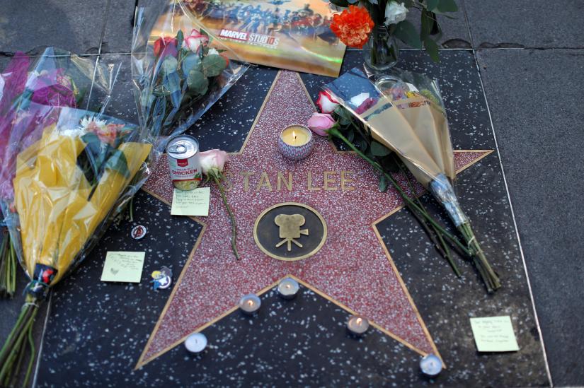 Flowers and mementos are pictured on the star of late Marvel Comics co-creator Stan Lee on the Hollywood Walk of Fame in Los Angeles, California, U.S., November 12, 2018. REUTERS