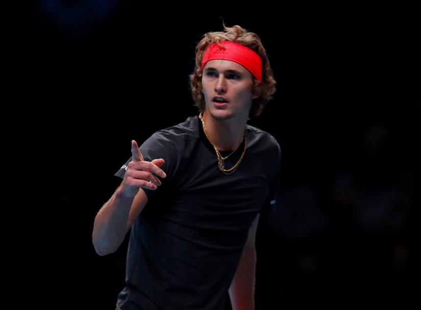 Germany`s Alexander Zverev celebrates during his group stage match against John Isner of the US. ATP Finals - The O2, London, Britain - Nov 16, 2018. Action Images via Reuters