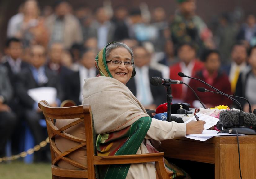 This 2014 photo shows Awami League chief and Prime Minister Sheikh Hasina during a media conference. REUTERS/file photo