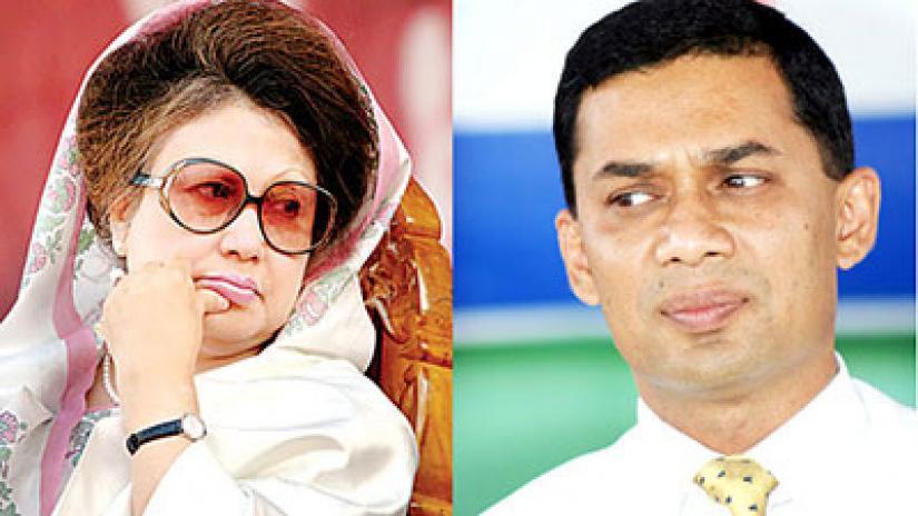 Combination of file photos shows BNP chief Khaleda Zia (left) and her son and presumed political heir Tarique Rahman.