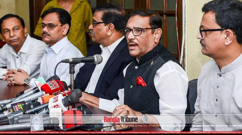Awami League General Secretary Obaidul Quader was adressing the media at the party’s central offices at Bangabandhu Avenue in the capital on Nov 25, 2018. PHOTO: Sazzad Hossain