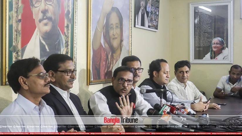 Awami League General Secretary Obaidul Quader was adressing the media at the party’s central offices at Bangabandhu Avenue in the capital on Nov 25, 2018. File Photo