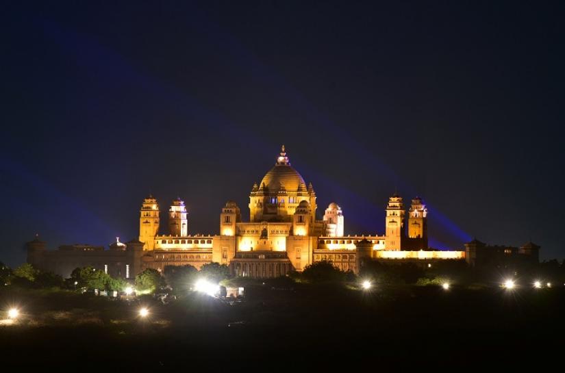 A view of the illuminated Umaid Bhawan Palace, the venue for the wedding of actress Priyanka Chopra and singer Nick Jonas, is seen in Jodhpur in the desert state of Rajasthan, India, November 30, 2018. REUTERS