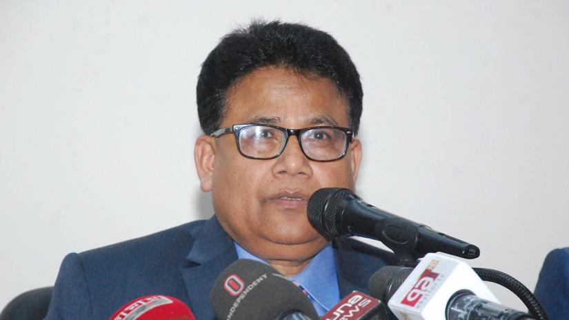 This undated file photo shows Election Commission Secretary Helal Uddin Ahmed speaks to media at teh EC’s Dhaka office. FOCUS BANGLA