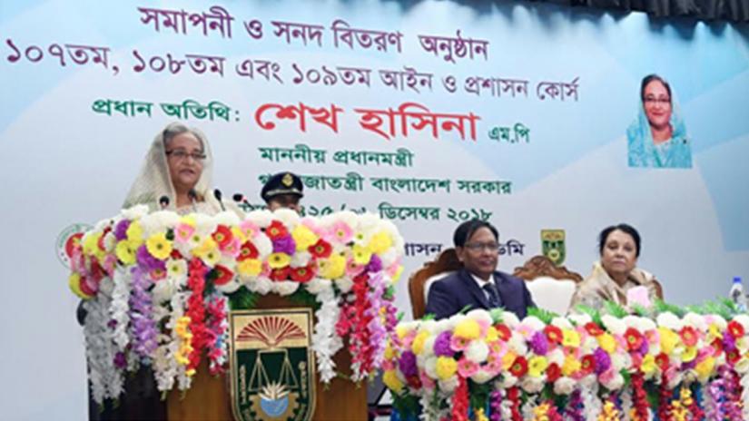 Prime Minister Sheikh Hasina was addressing the closing ceremony of 107th, 108th, and 109th Law and Administrative Courses of Bangladesh Civil Service Administration Academy in the capital on Thursday (Dec 6).