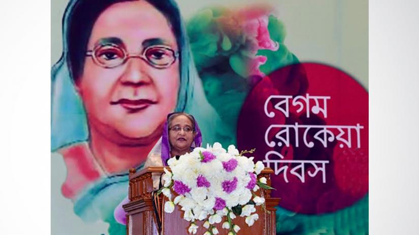 Paying rich tributes to Begum Rokeya, Prime Minister Sheikh Hasina said, “We are moving on the path she had showed us.' PHOTO/BSS