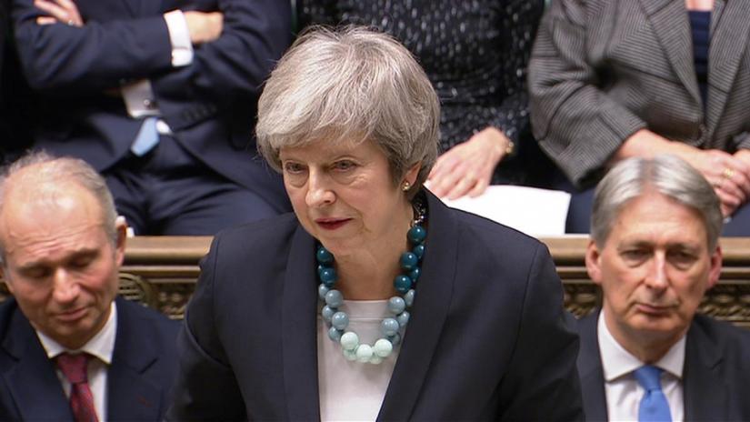 Britain`s Prime Minister Theresa May makes a statement in the House of Commons, London, Britain, December 10, 2018. Parliament TV handout via REUTERS