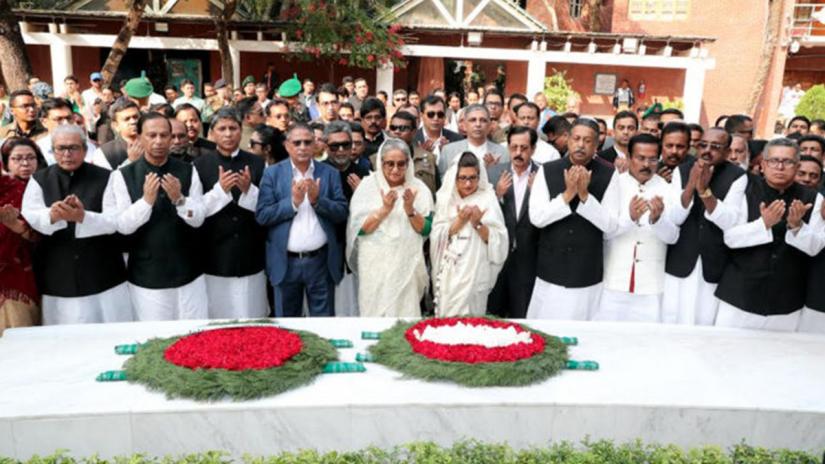 Sheikh Hasina launches polls campaign offering wreaths at Bangabandhu shrine on Wednesday (Dec 12).