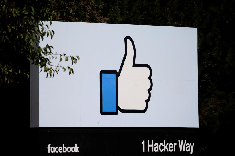 The entrance sign to Facebook headquarters is seen in Menlo Park, California, on Wednesday, October 10, 2018. REUTERS/File Photo