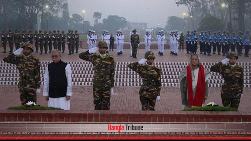 President M Abdul Hamid and Prime Minister Sheikh Hasina paid rich tributes to the martyrs of the Liberation War by placing wreaths at the National Memorial in Savar on Sunday morning marking the 48th Victory Day. FILE PHOTO