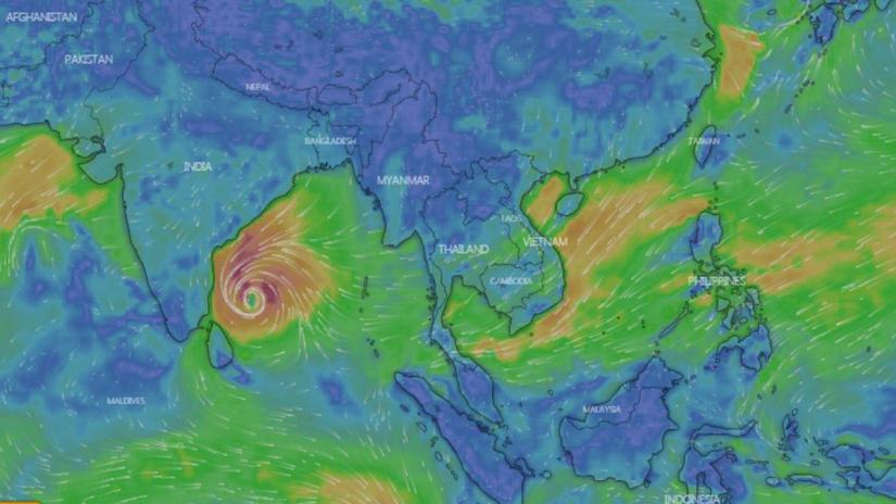 The warm waters of the Bay of Bengal are anticipated to cause the cyclonic storm to strengthen further. WINDY.COM