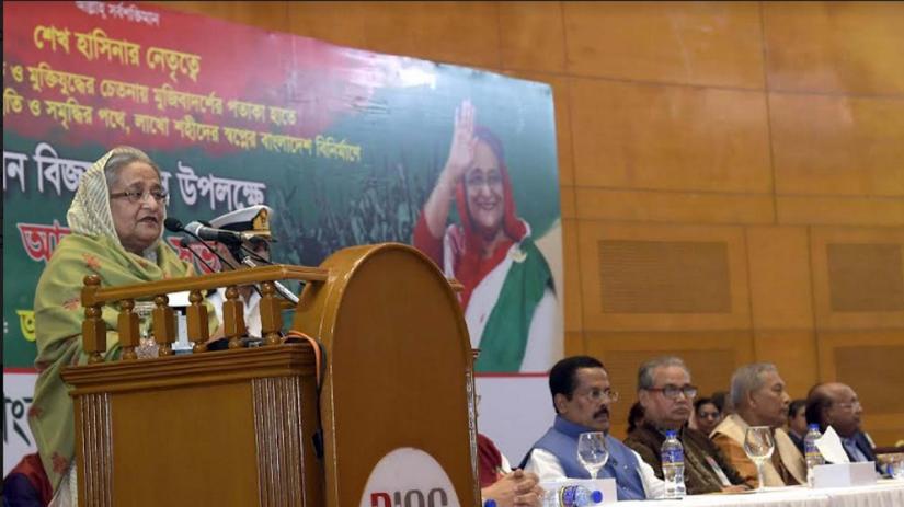 Prime Minister Sheikh Hasina speaks a programme organised by Awami League at the city’s Bangabandhu International Conference Centre (BICC) on Monday (Dec 17) marking the Victory Day 2018.