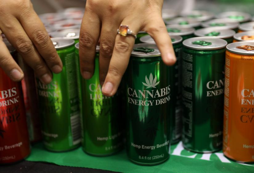 Energy drinks made from cannabis are seen at the opening of the four-day Cannabis expo in Pretoria, South Africa, December 13, 2018. REUTERS