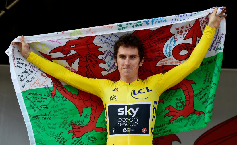Team Sky`s Geraint Thomas during the homecoming parade after his victory in the Tour De France REUTERS/file photo