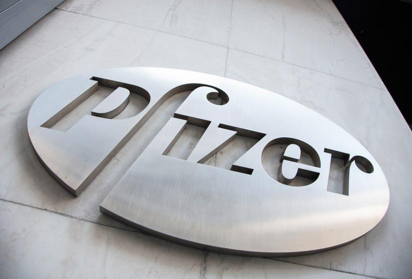 The Pfizer logo is seen at their world headquarters in New York April 28, 2014. REUTERS/File photo