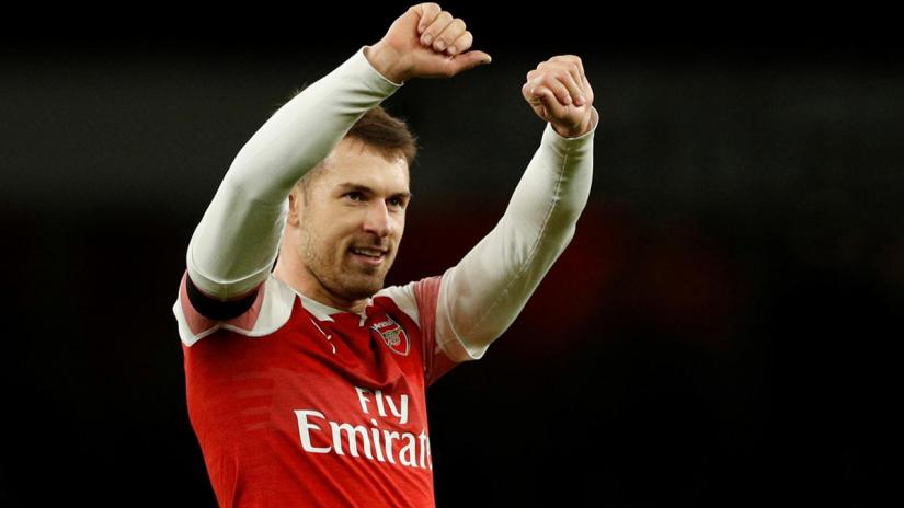 Arsenal`s Aaron Ramsey celebrates after the match against Fulham at Emirates Stadium, London, Britain on Jan 1, 2019. Reuters/File Photo