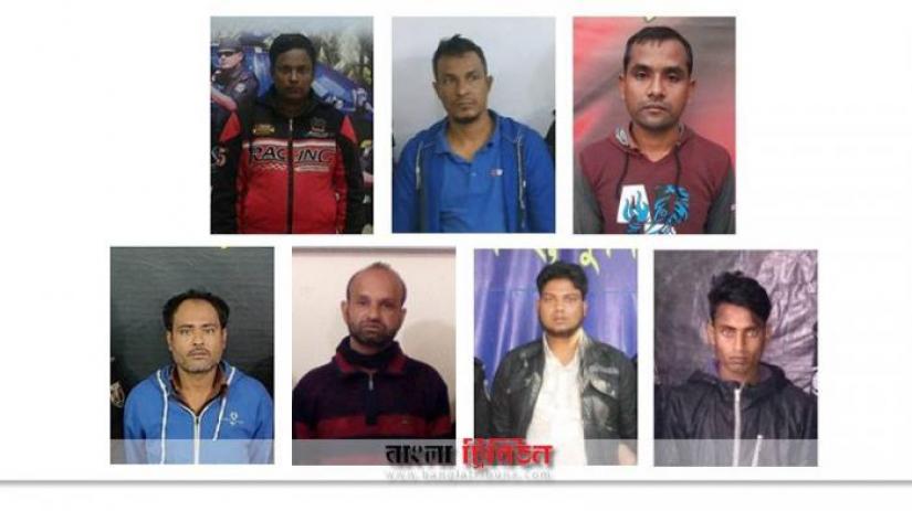 The arrestees are identified as Md Rabiul Islam, 42, Md Akhlakuzzaman Ansari, 43, Tofazzal Hossain Helal, 40, Tanvir Hasan Mohon, 22, Md Yousuf, 30, Abu Raihan Al Biruni Puskin, 43 and Md Abul Kalam, 34.
