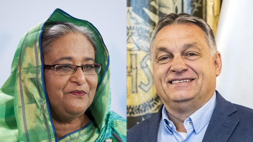Combination of photos shows Bangladesh Prime Minister Sheikh Hasina (left) and her Hungarian counterpart Viktor Mihály Orbán.