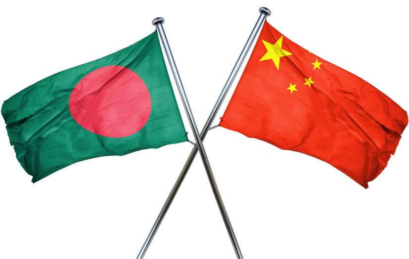 Combination of file photo shows flags of Bangladesh (left) and Chine.