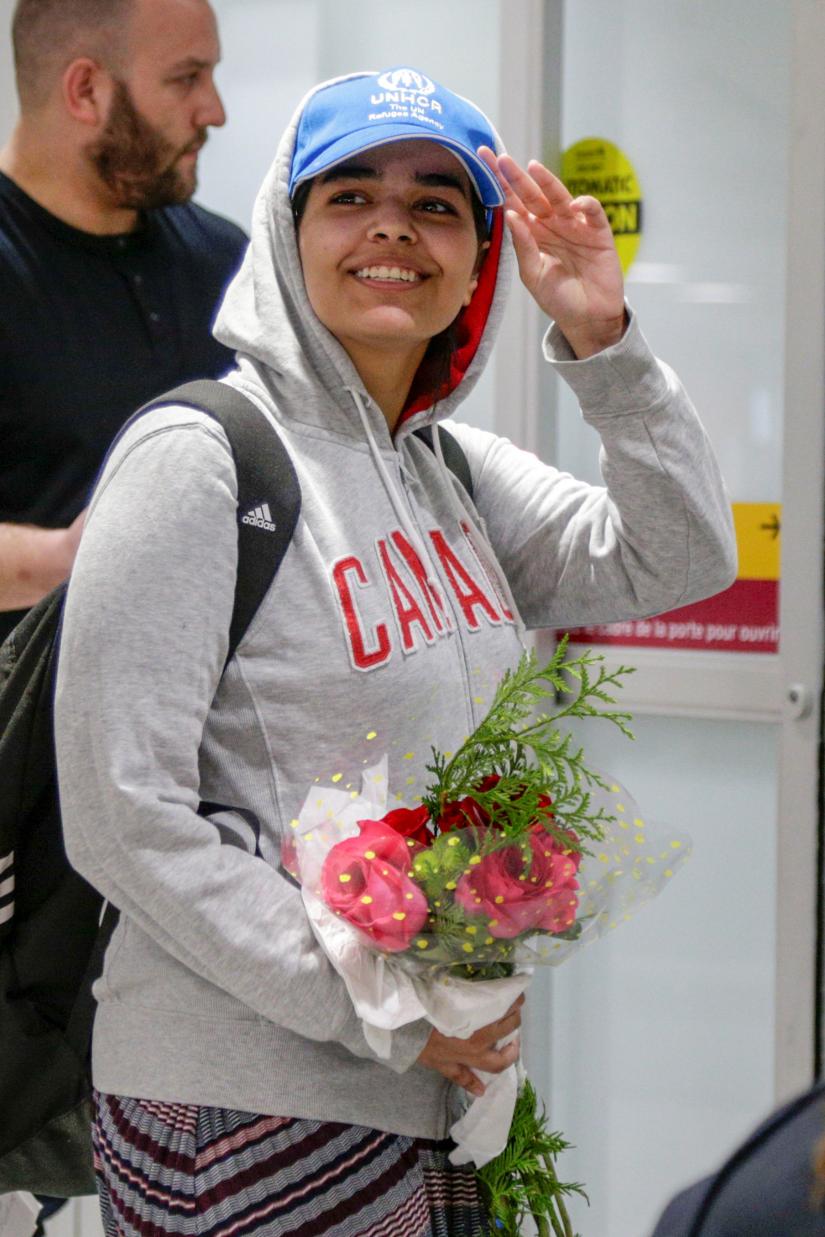 Rahaf Mohammed al-Qunun arrives at Toronto Pearson International Airport in Toronto, Ontario, Canada January 12, 2019. REUTERS