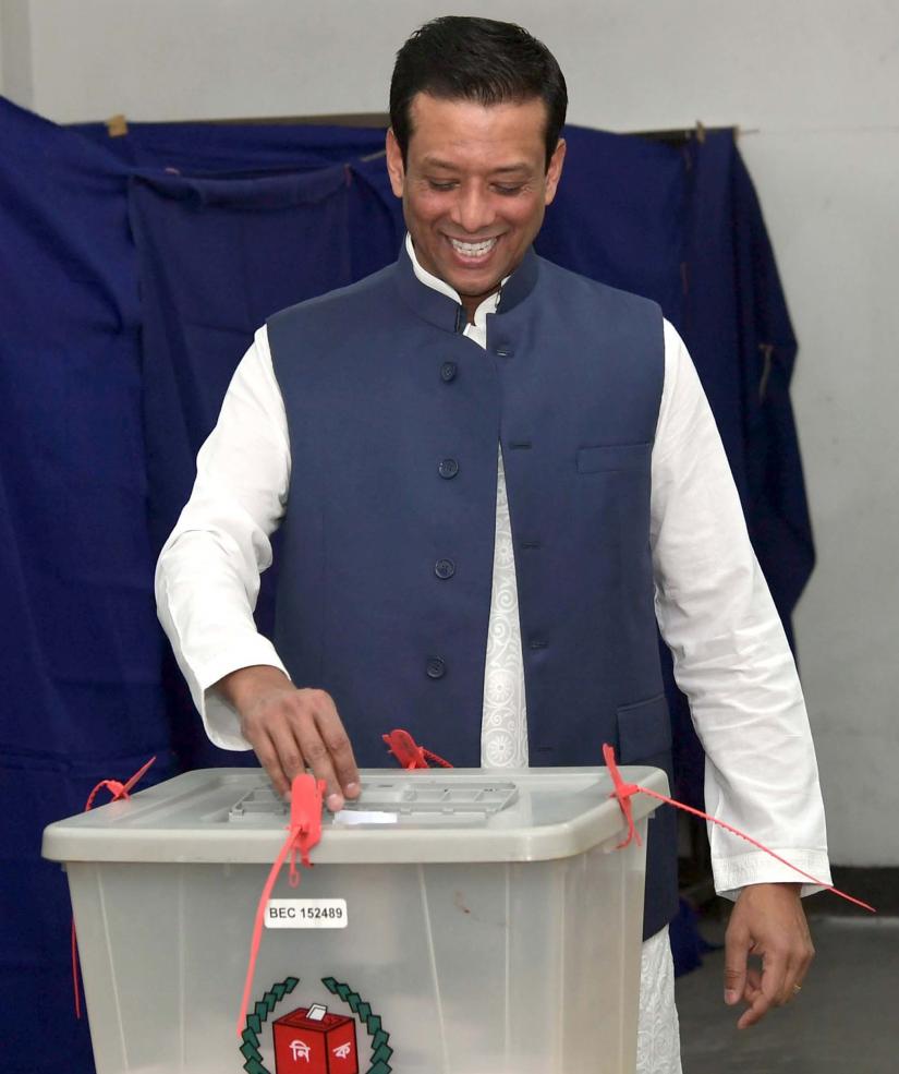 Prime Minister Sheikh Hasina’s son Sajeeb Wazed Joy casts his vote at Dhaka City College Centre during the 11th Parliamentary Election on Dec 30, 2018. PID
