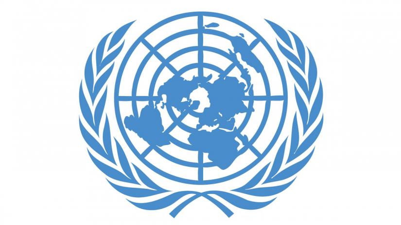 Photo shows log of United Nations.